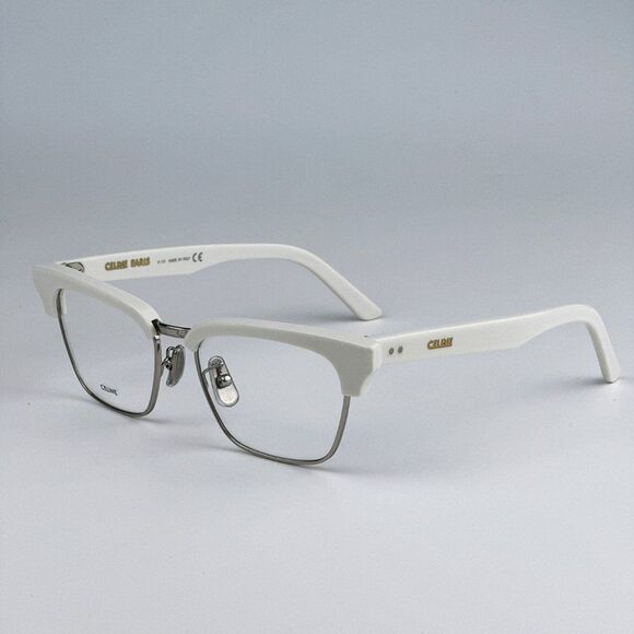 NEW Celine CL50026U 017 Matte Palladium White Geometric Women Eyeglasses